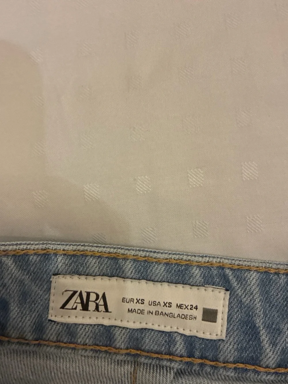Zara Light Blue Denim Waistband Detail Skirt